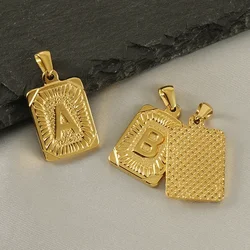 Square Letter Stainless Steel 18K Gold Plated 26 A-Z Initials Pendant for Women Men Necklace Personalized Name Customization