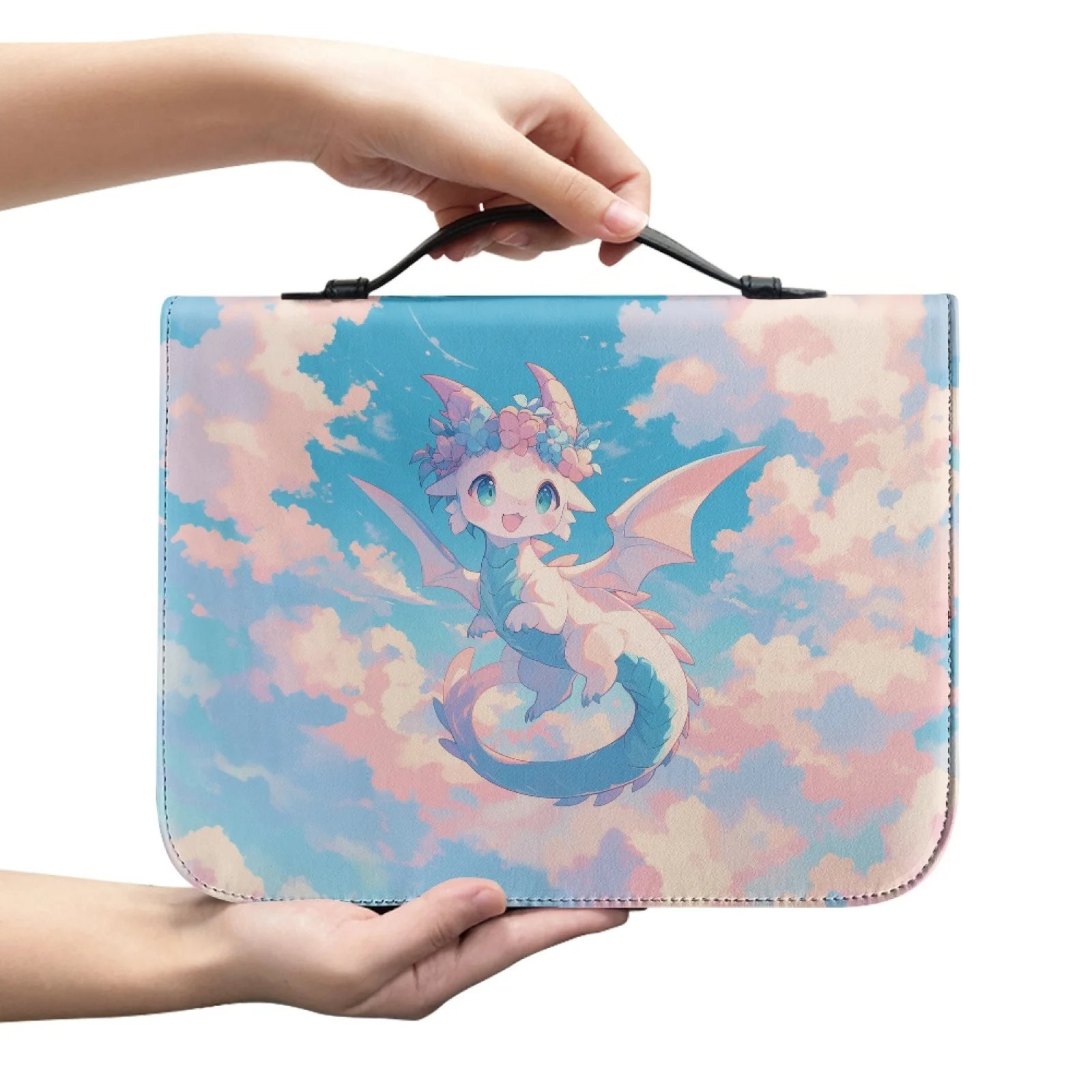 XIXIRIMIDO Cute Dragon Cloud Print Fashion 2026 Zipper Pocket Bible Case for Adults PU Leather Book Carrier Case