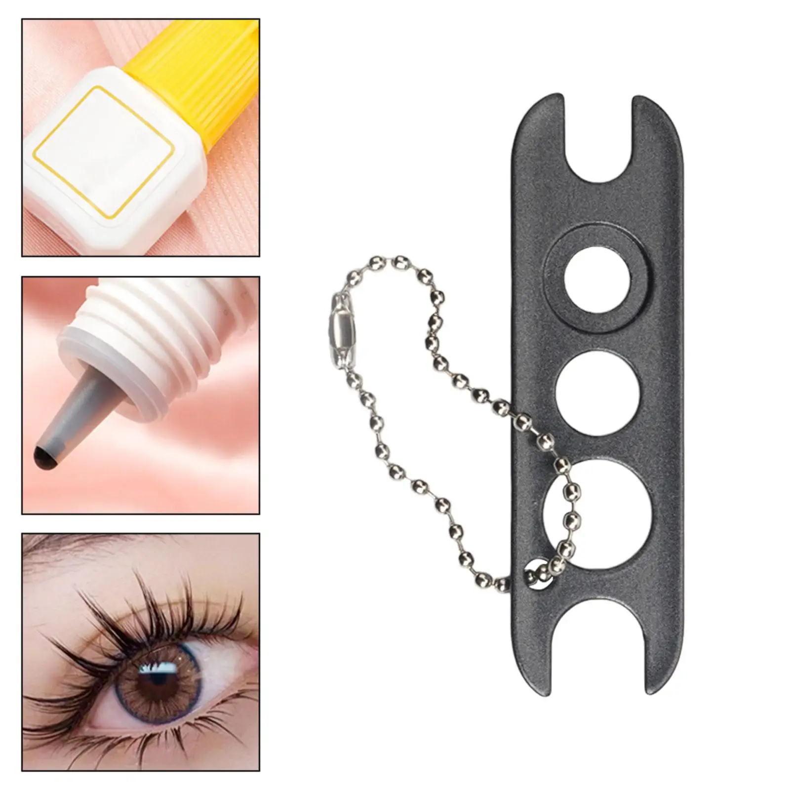Apribottiglie per colla per ciglia Strumento portachiavi universale per bottiglia a rullo in acciaio inossidabile per tecnologici di bellezza