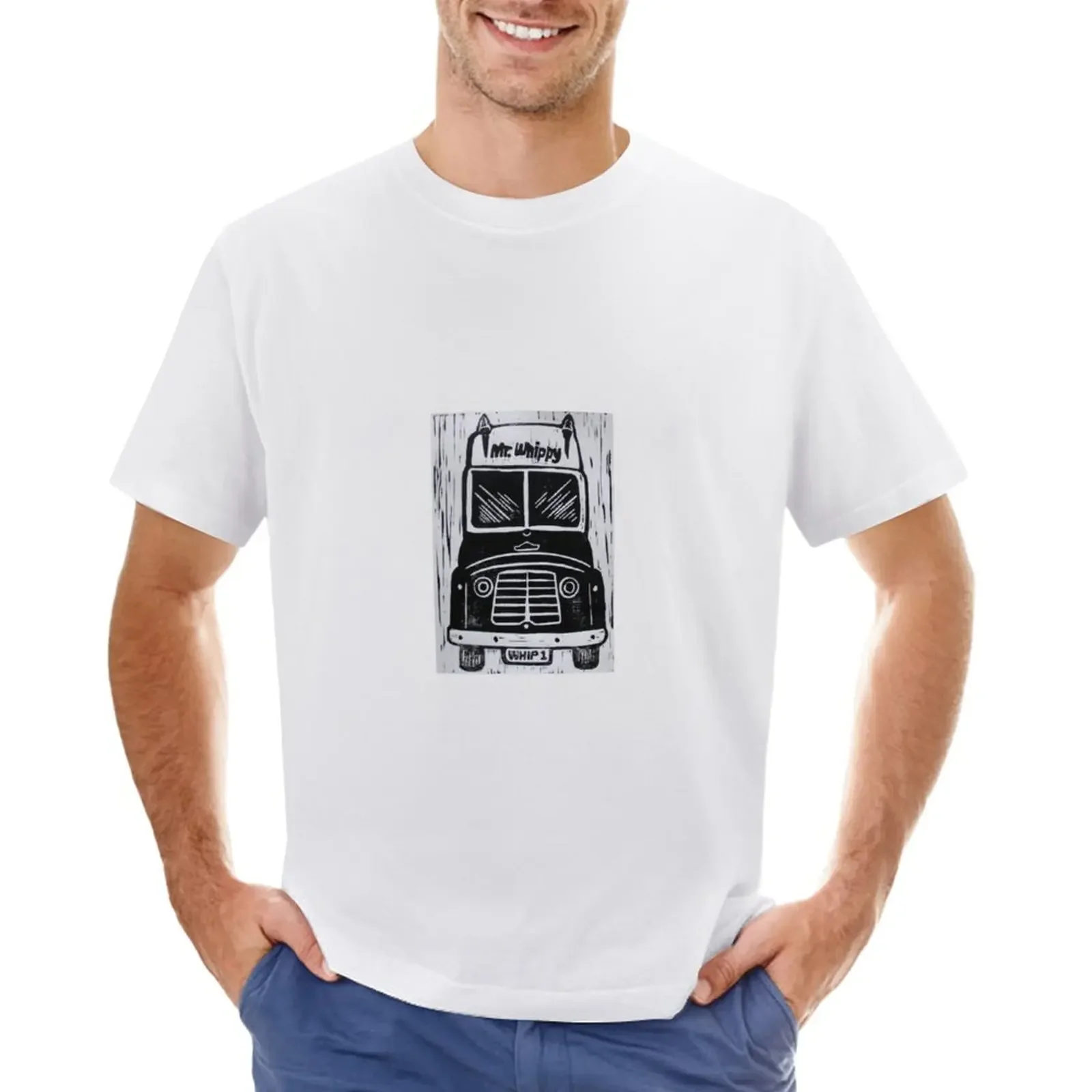 

The Mr Whippy Van - Linocut T-Shirt customs boys whites Blouse fitted t shirts for men