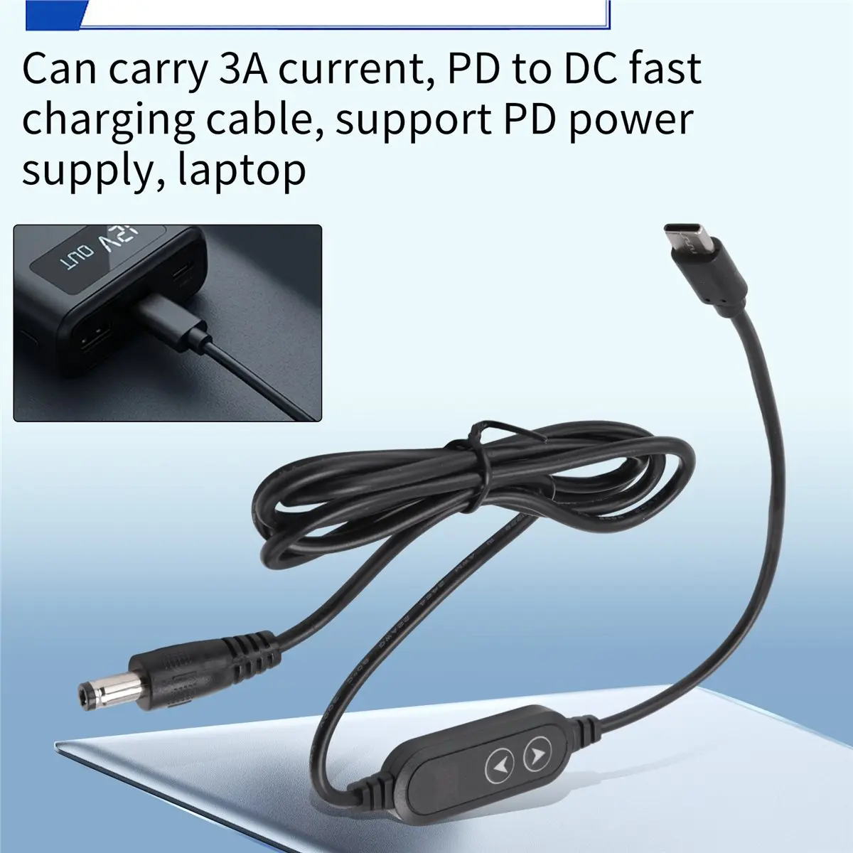 ABQX USB C to DC Power Boost Cable Type C to DC PD 65W Fast Charging Adjustable 5V/9V/12V/15V/20V Boost Converter Cable