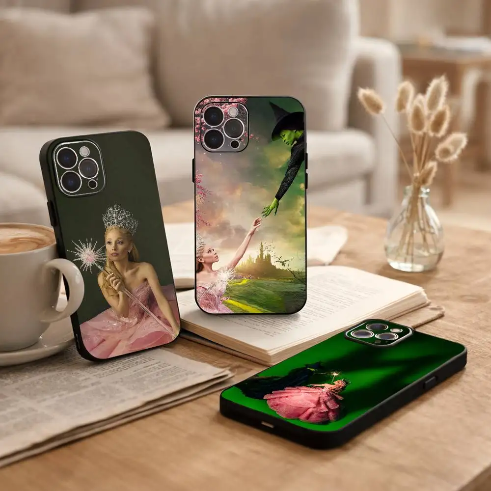 

W-Wicked Musical Green Pink Phone Case For iPhone17,16,15,14,13,12Plus,Pro Max,XS,5G Soft Silicone Black Cover