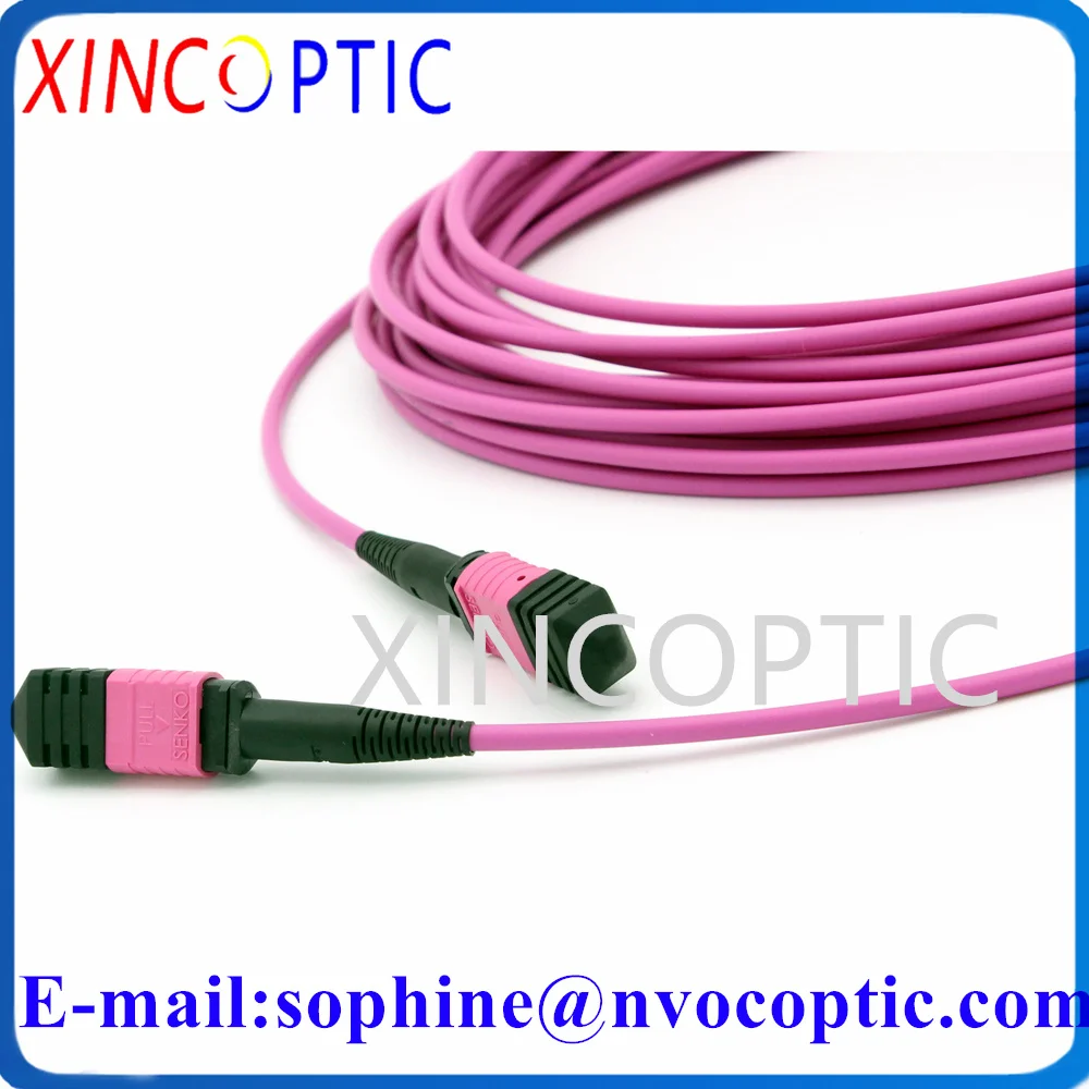 MM,OM4,12Cores,20M,12F MPO/UPC (F)-MPOUPC Female 1/2/3/5/7/10M Fiber Optic Patch Cord,3.0mm LSZH Mini Round Purple Jumper Cable