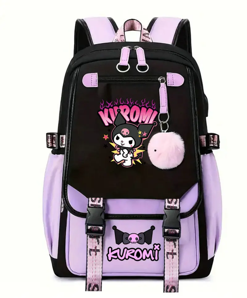 Miniso kuromi mochila para menina anime saco de escola para adolescente lona portátil mochila feminina dos desenhos animados anime mochila