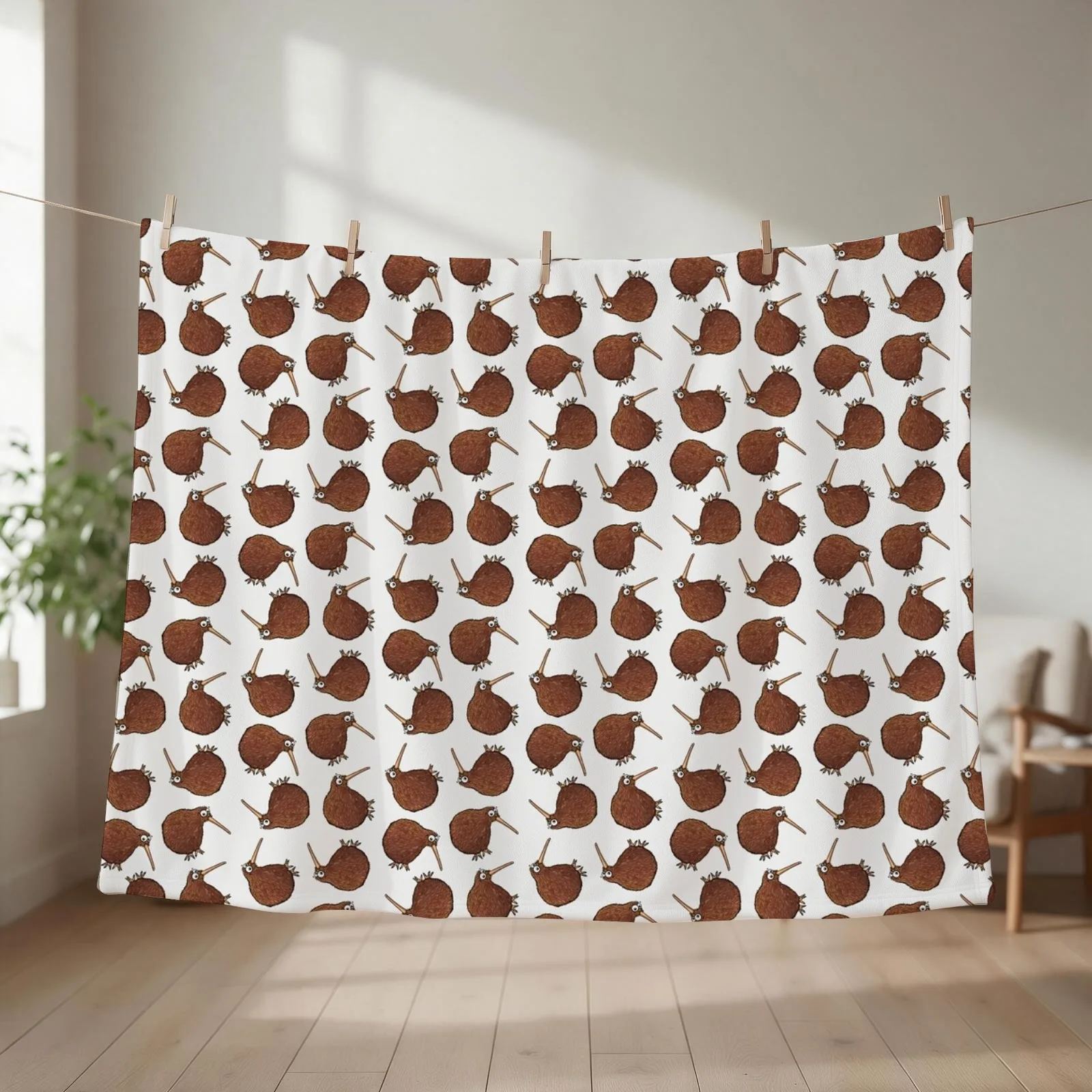 Cutest Kiwi - clock ft. Te Reo Maori numbers Throw Blanket couch cozy soft plush fuzzy picnic outdoor blanket