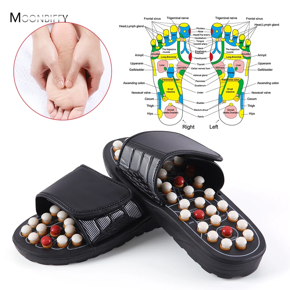 1 Pair Feet Massage Slippers Foot Reflexology Acupuncture Therapy Walk Stone Shoes Acupuncture Cobblestone Massager Sandal