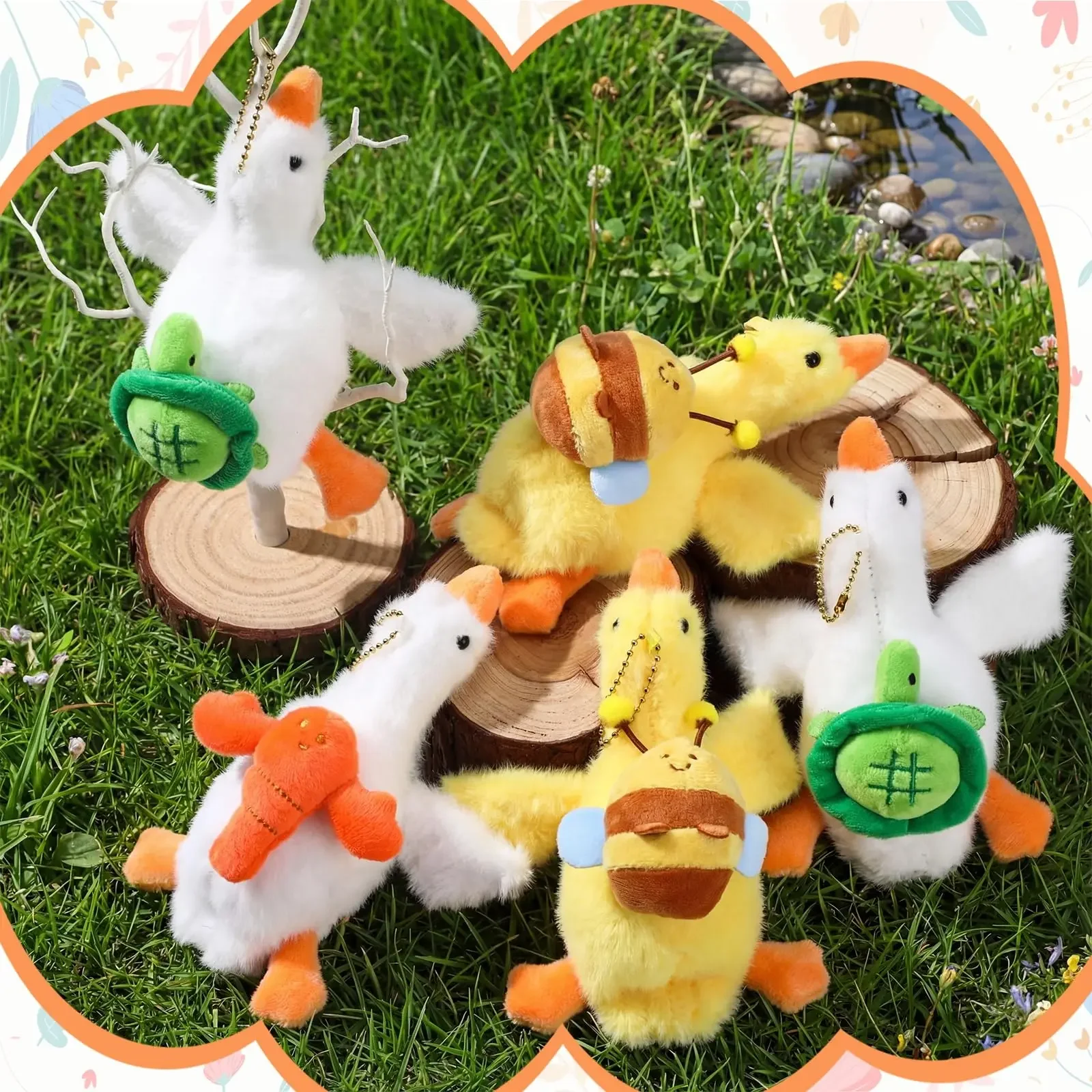 6/12 Pcs Small Goose Stuffed Animal Bulk 6.5 Inch Goose Plush Toy Valentines Party Gift for Student Birthday Classroom Supplies