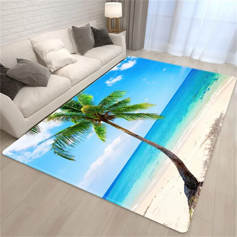 Palm Tree Sea Beach Carpet Living Room Sofa Table Rug Soft Bedroom Bedside Rug Dining Carpets Rug for Bathroom Home Decoration