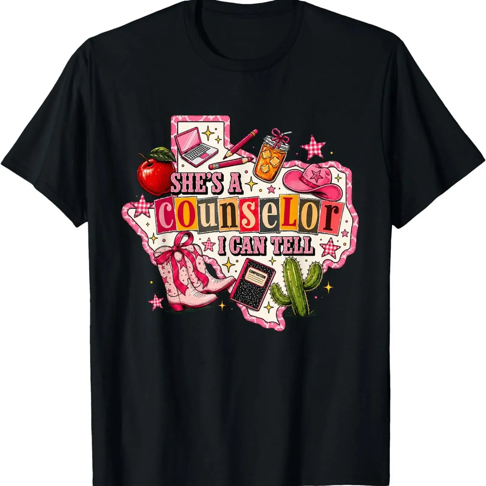Shes A Counselor I Can Tell Retro Western Design T Shirt vintage Washed fashion Casual Stretched Versatile Breathable homme