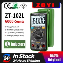 ZOYI ZT-102L 인덕턴스 미터 멀티 미터 테스터 T-RMS 6000 카운트 60H LCR 미터 AC DC 암페어 미터 전압 테스터