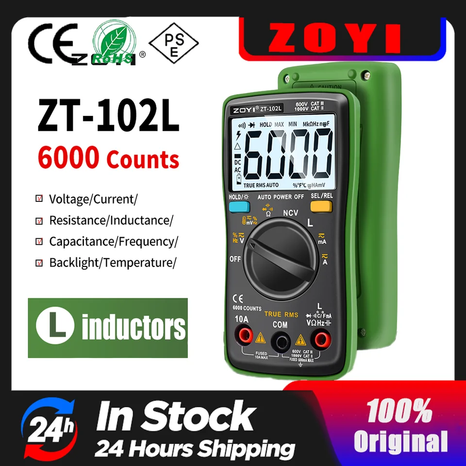 ZOYI ZT-102L Inductance Meter Multimeter Tester T-RMS 6000 Count