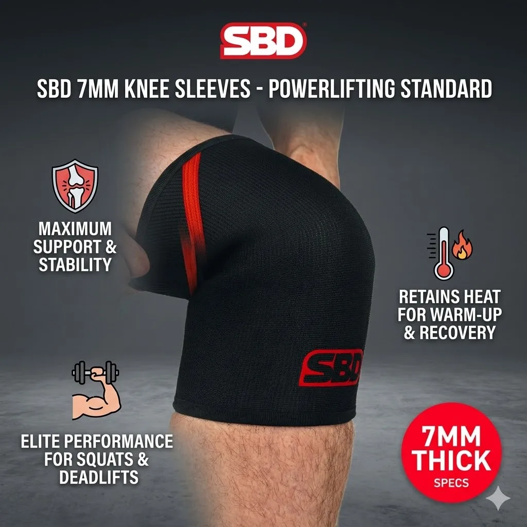 SBD Knee Sleeves 7mm Neoprene Pair Powerlifting Squat Support Compression Weightlifting Gym Training Gear Men Women
