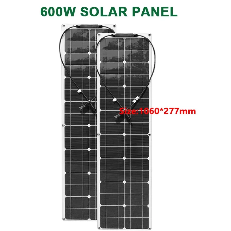 600W 300W Flexibele Zonnepaneel Kit 12V Batterijlader Monokristallijne Mobiele Zonnestelsel Voor Outdoor Camping jacht Auto RV Boot