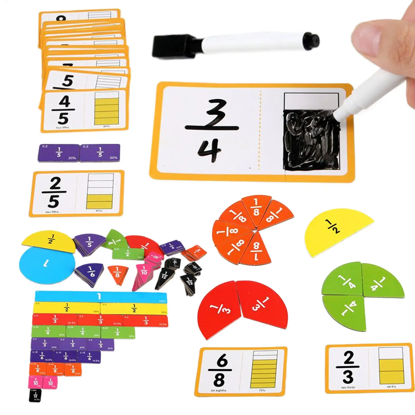 分数操作 教育数学学習操作セット 練習用教育玩具 グループレッスン 子供用 対象年齢 3歳