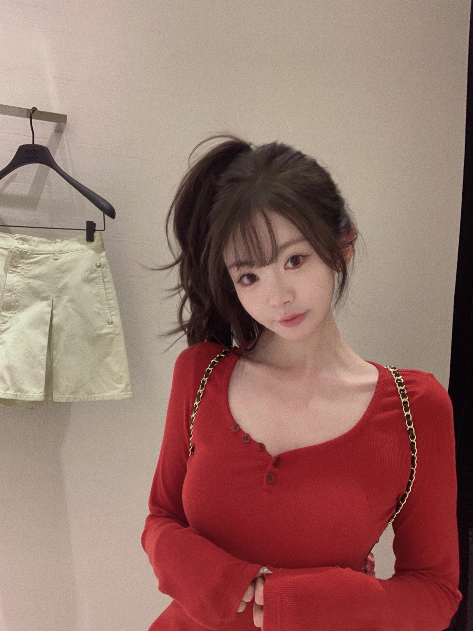 Gold Musoom Vertical Beau Sensation Henry Base Large V-ne Super Slimming Pure Desire Daily Wear Women's Knitted Sweater