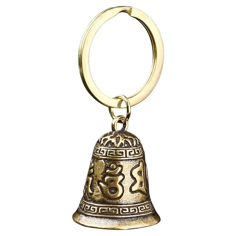 Six-Syllable Mantra Bell Keychain Stylish Engraved Cars Bags Keychains Party Gifts No Break Peace Charm