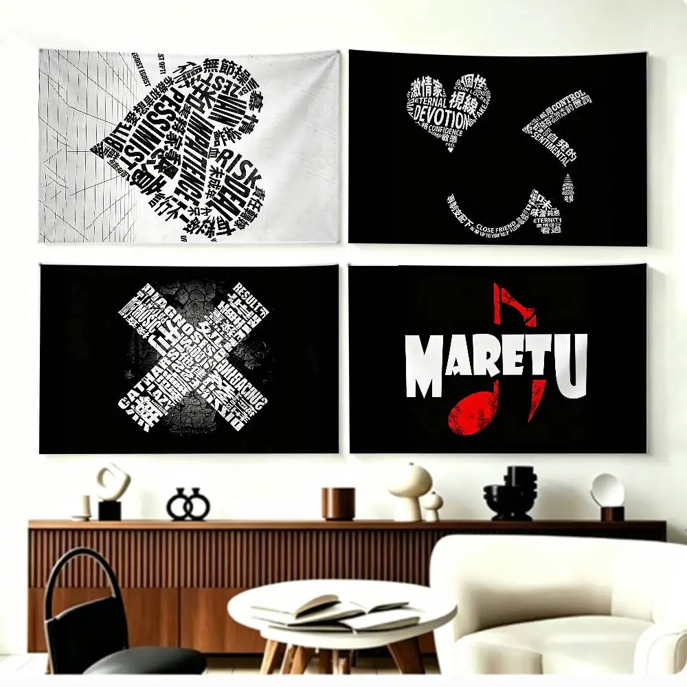 ダークロックボーカロイド-i-love-maretu-ハートフラグ-壁掛け背景アートバナー-寝室-ホーム-屋外装飾用