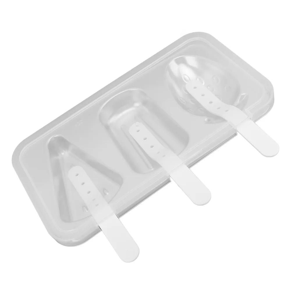 DIY Stainless Steel Ice Cream moulds With Lid 3 Cavity Ice Pop moulds With Stick Reusable Cakesicle moulds For Kitchen