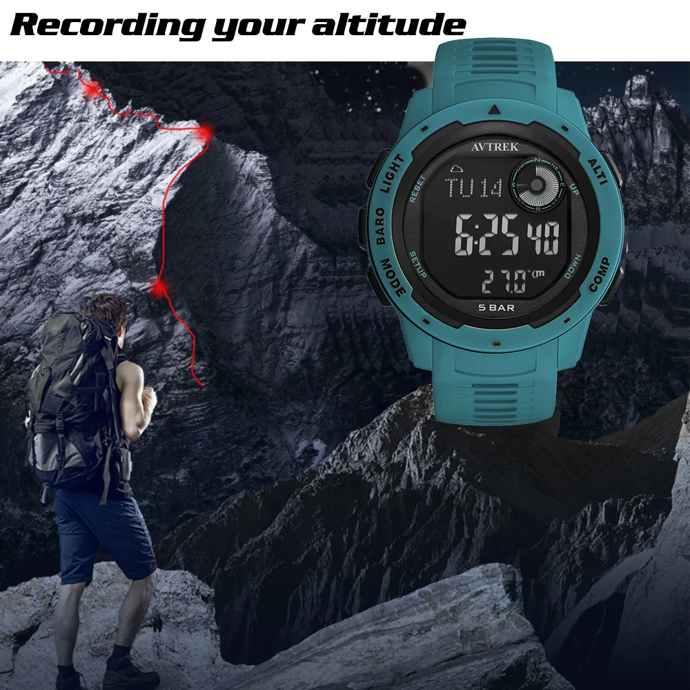 Digitale Sport uhr Männer Schritt zähler Laufuhr Klettern Wandern elektronische Uhren mit Kompass wasserdichte Armbanduhren reloj