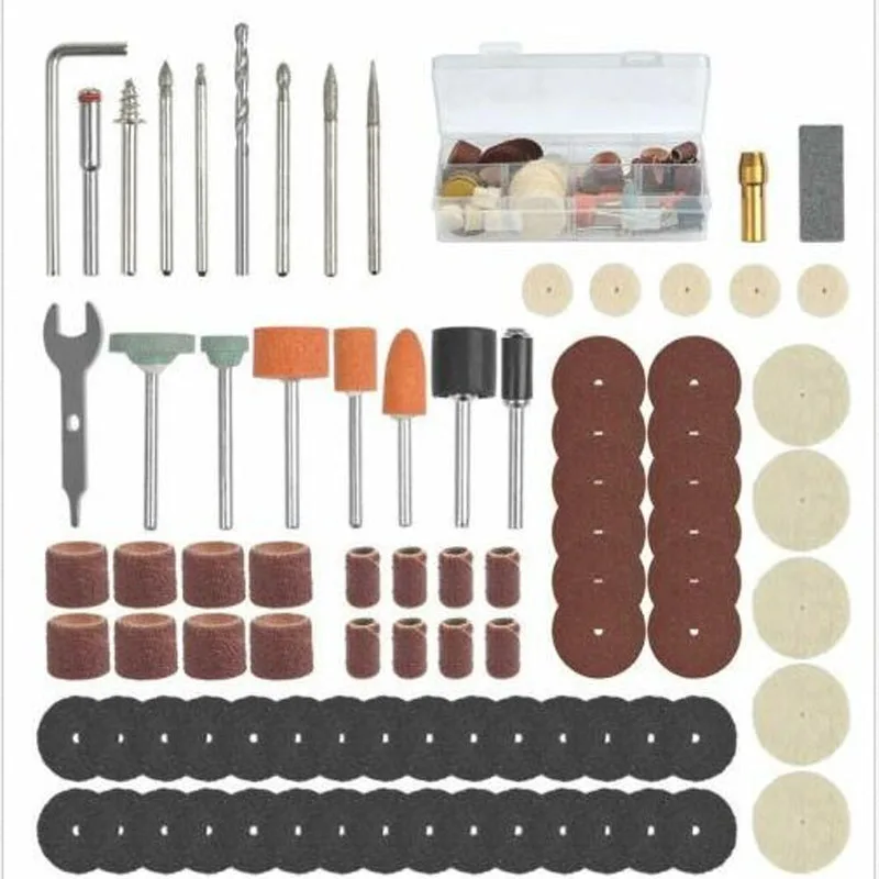 87-Piece Mini Drill Accessory Kit, Rotary Tool Set with Abrasive Bits, Blades, Discs for Sanding, Cutting, and Grinding