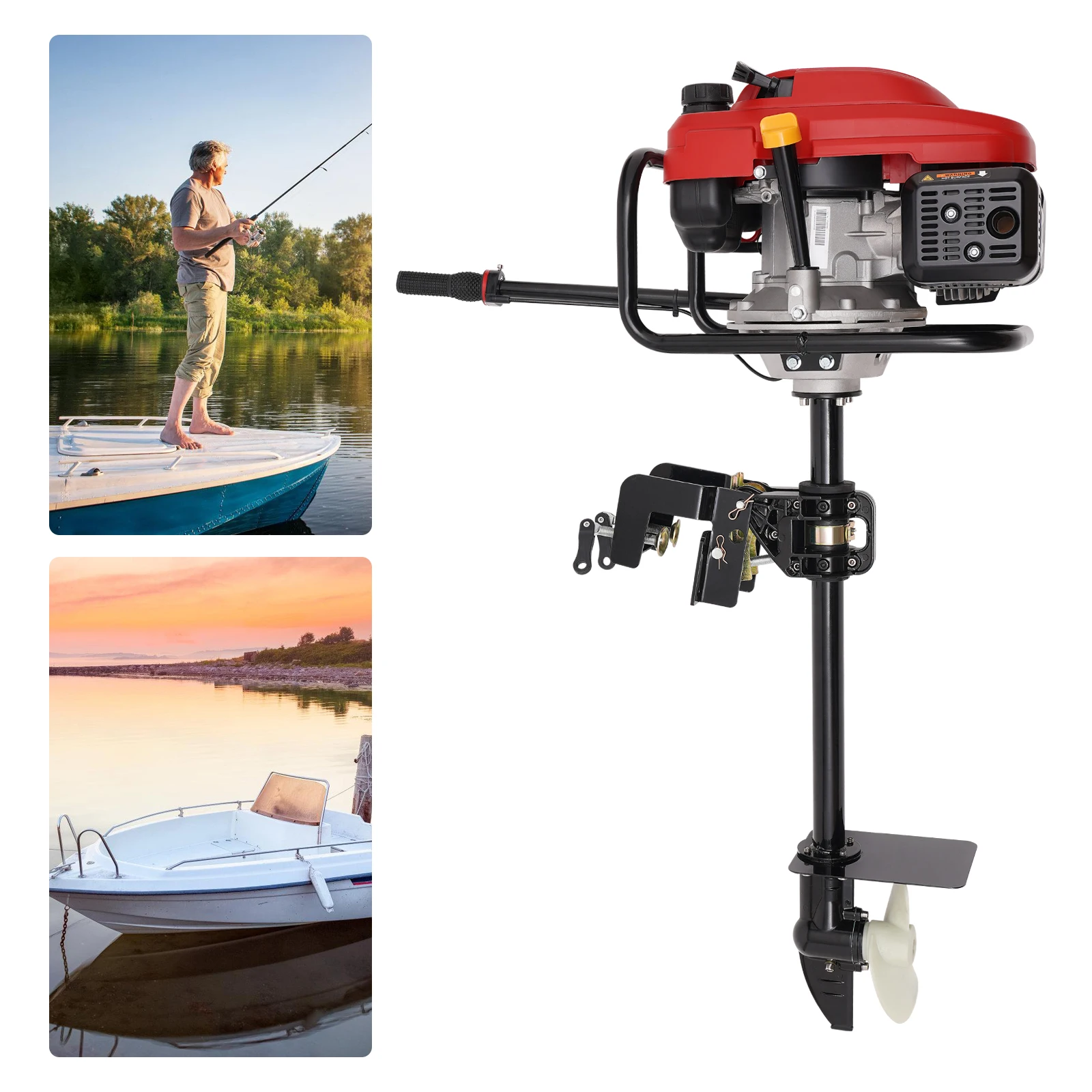 

4-Stroke 3.5kW Gasoline Outboard Motor, 200cc Aluminum Alloy Marine Engine, Boat Power Equipment for Fishing, Aquaculture