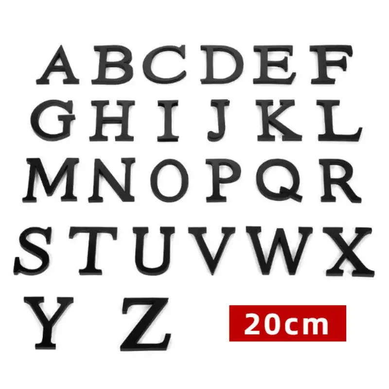 Black 3D Acrylic Wall Stickers 26 English Letters 20cm DIY Removable Retro Art Decals for Cafe Home Wall Decoration