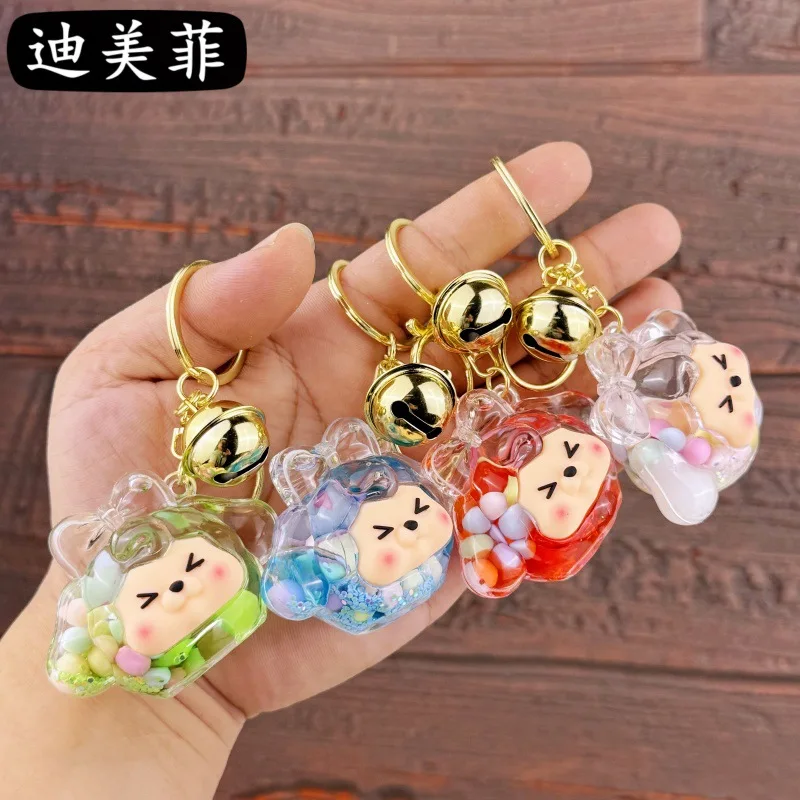 Oil Luminous Cartoon Liquid Quicksand Bottle Decoration Acrylic Keychain Pendant Gift Wholesale