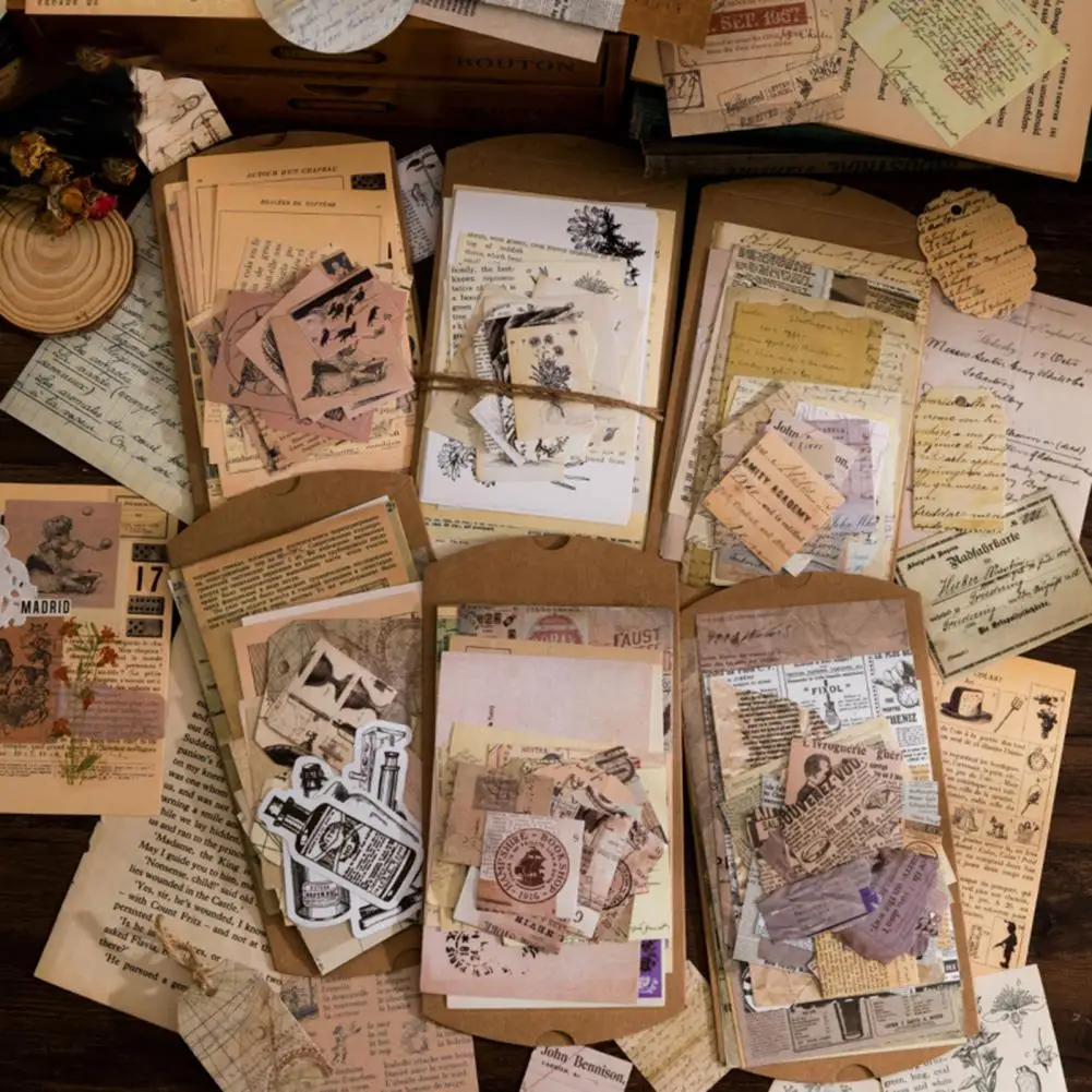 Scrapbook Stickers Set Exquisite Pattern Multi-Use Vintage Aesthetic Stickers DIY Paper Journaling Scrapbooking Supplies Kit