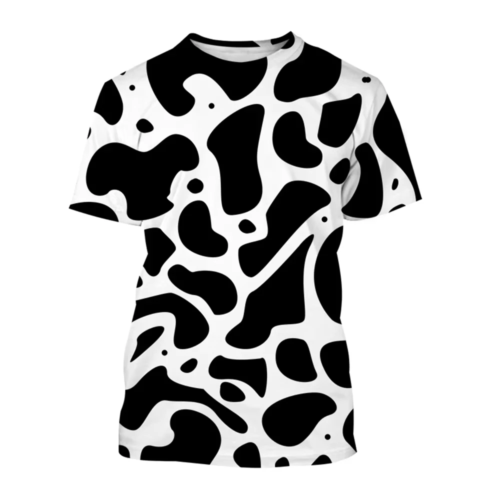 2026 Cute Cartoon Cow All Over Print Short Sleeve T-shirt Men Women Kids Animal Graphic Tee Summer Casual Family Tops Harajuku
