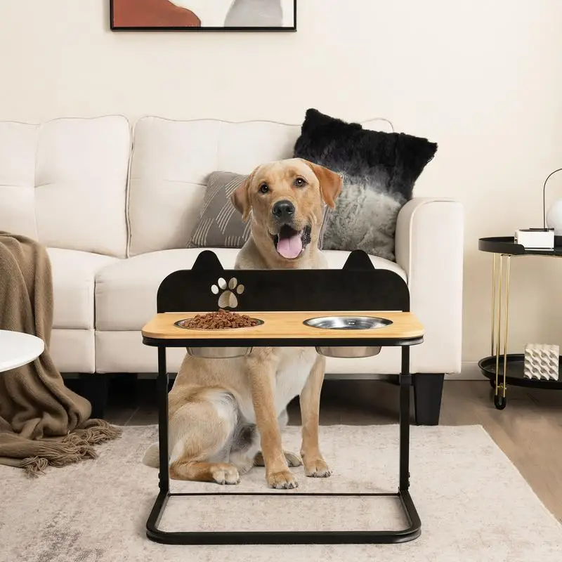 

Dog Bowl Stand with 2 Stainless Steel Food Water Bowls