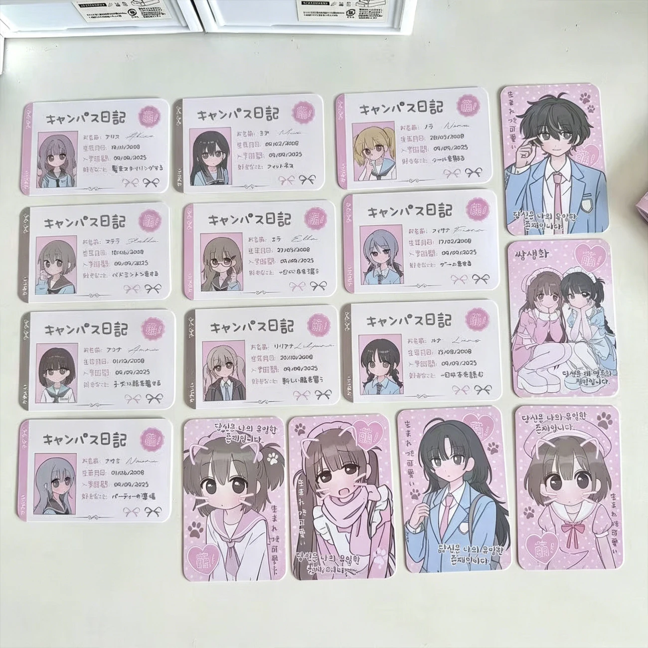 6PC/10PCs Korean Original Cute Girl 3-inch Small Card ID Card Japanese Character Handbook Decoration Card Ins Cute Material Gift