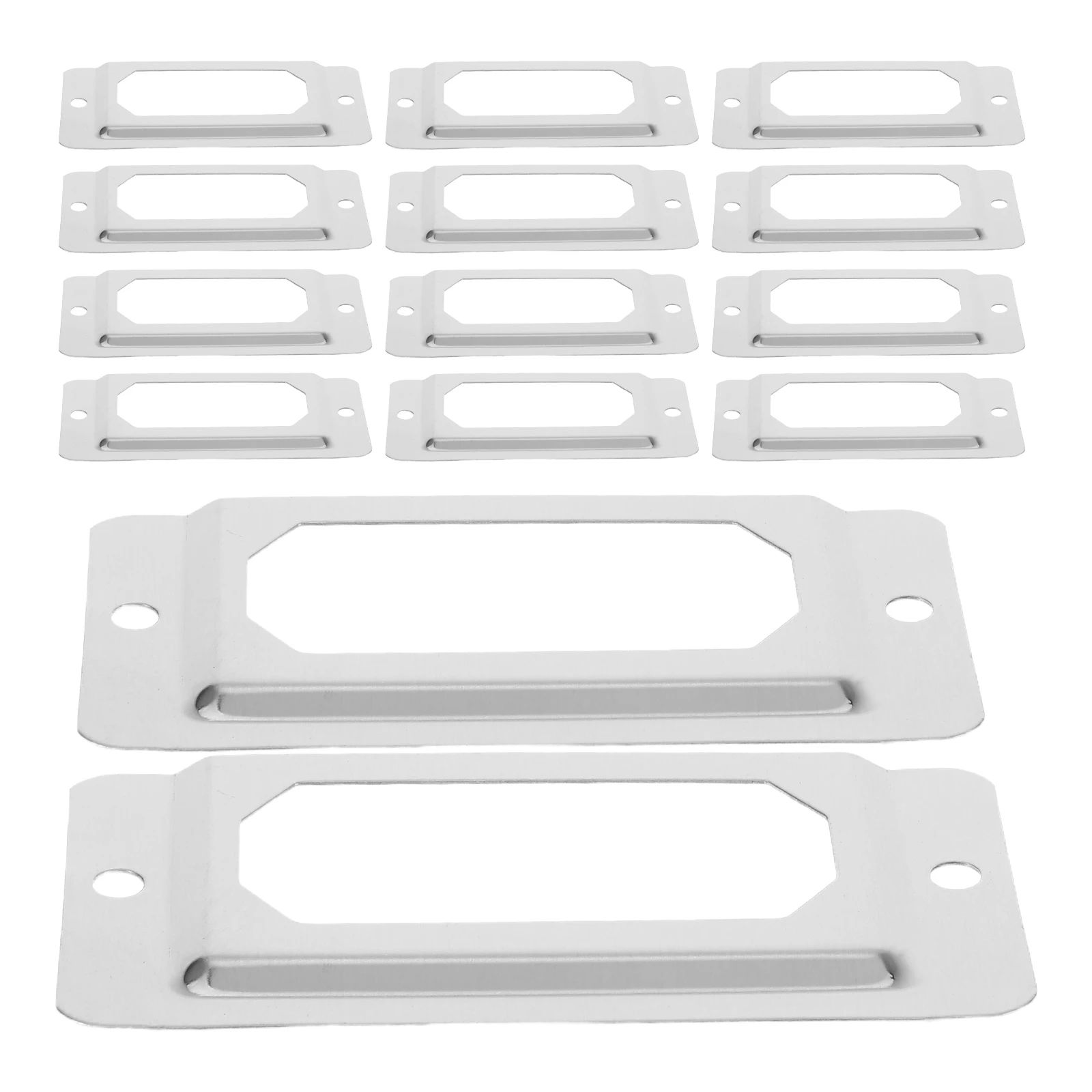 

50pcs Silver Stainless Steel Drawer Label Holder for Cabinet Boxes Smooth Surface Material Ideal Shelves Bookcases