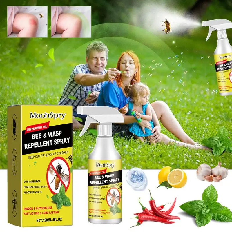 

Bee Spray Bee Spray 120ml Repellent Bug And Wasps Outdoor Wasp Natural Plant-Based Hornet Solution Eco-Friendly Safe And