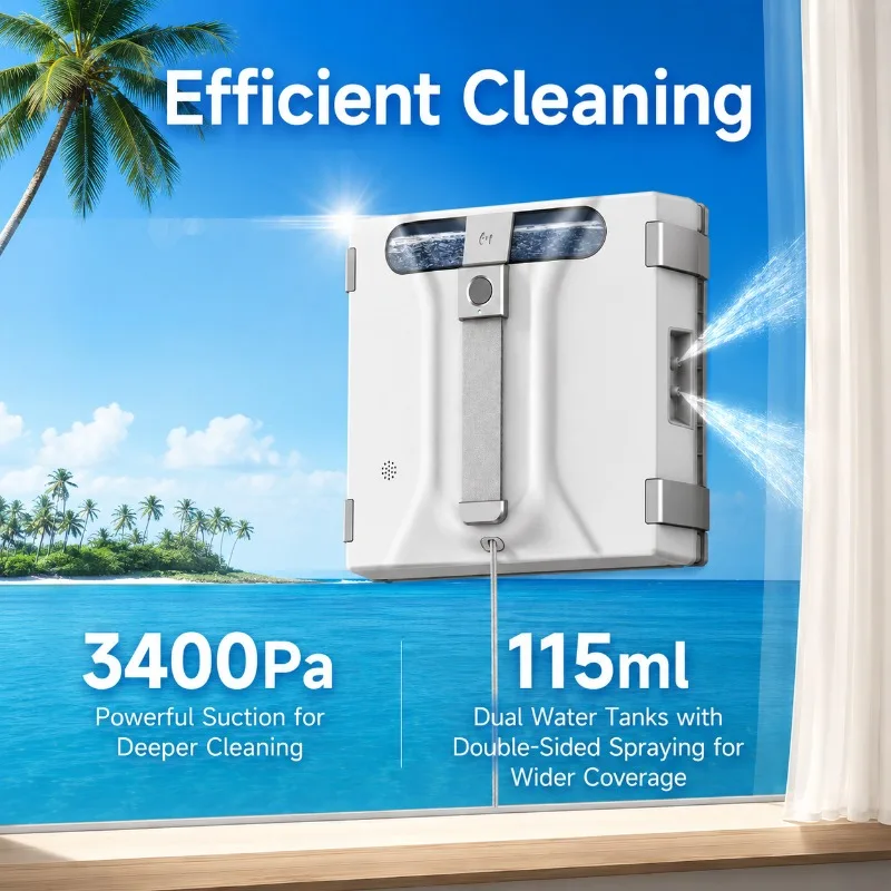Airo Robotic Window Cleaner with Dual Spray Remote Control, Smart Path Planning and Backup Battery Safety for High-Rise Hotel