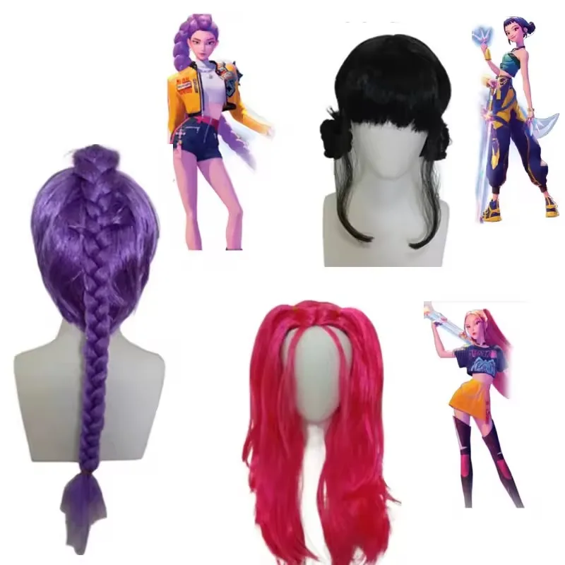 Perruques de cosplay 2026 pour enfants, thème Anime Kpop Demon Hunters, pour Rumi Mira Zoey, avec bonnet de perruque, pour Noël et Halloween, accessoires de costumes de cosplay