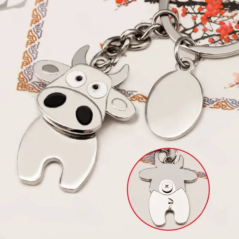 movable bullfight Keychains Metal cattle Keyring Creatively Key Fob Car Pendant Bag Charm Decoration For Men And Women