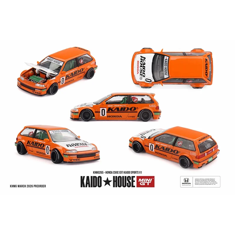1:64 New Kaido Minigt (Kaido Star Police 275)(Gtr R33 Kaido Cat 276)(Gtr R34 Hks 280)(Honda Civic Ef 265) Alloy Model Toys Gifts view 6