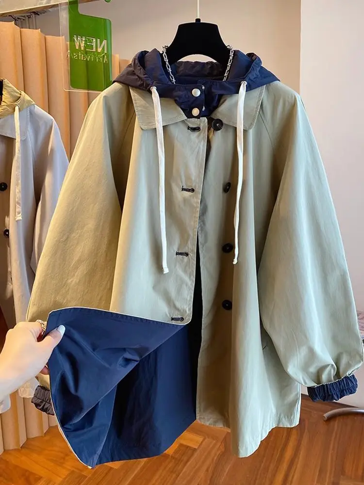 

Trench Coat Short Autumn New Women'S Clothing Liner Cotton-Padded Anti-Ultraviolet Sun-Protective Full-Body Decorated Clashing