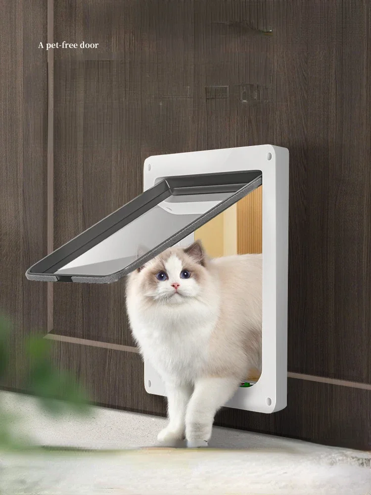 

Safe, non blocking cat door, free entry and exit for small dogs and pets, 4-way entry and exit for dog doors, cat supplies