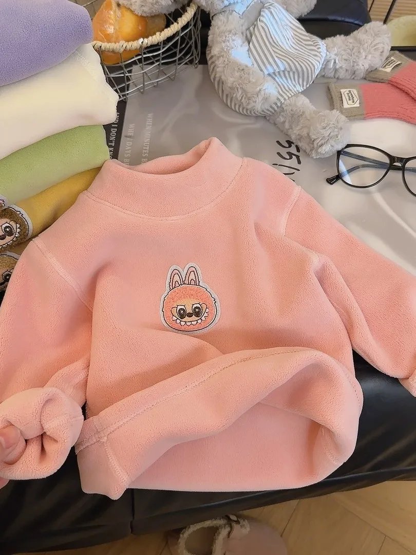 2025 Winter New Cartoon Double-sided Orlon Thi Hoodie Base Layer Autumn Winter Cute Sle Women's T-irt Stand Fit Long...