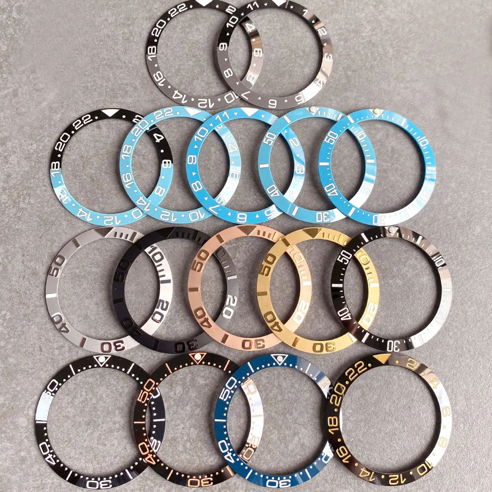 Mods Sloping 38mm*30.6mm Black//Light Blue//Black Gray GMT Ceramic Bezel Watch Insert For Watch Replace Watch Bezel Inserts 40mm