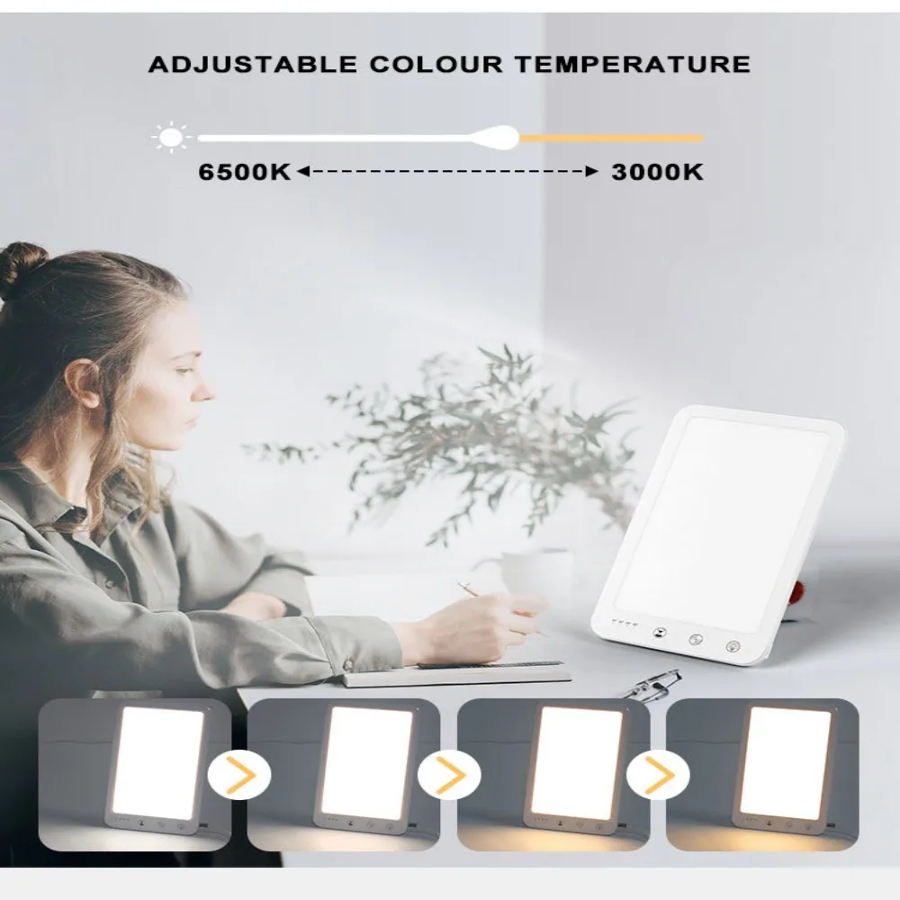 หลอดไฟ LED แสงเดย์ไลท์ 10000 ลักซ์ รุ่นใหม่ ปรับความสว่างได้ 5 ระดับ จำลองแสงธรรมชาติ หลอดไฟบำบัดโรคซึมเศร้า ควบคุมด้วยระบบสัมผัส