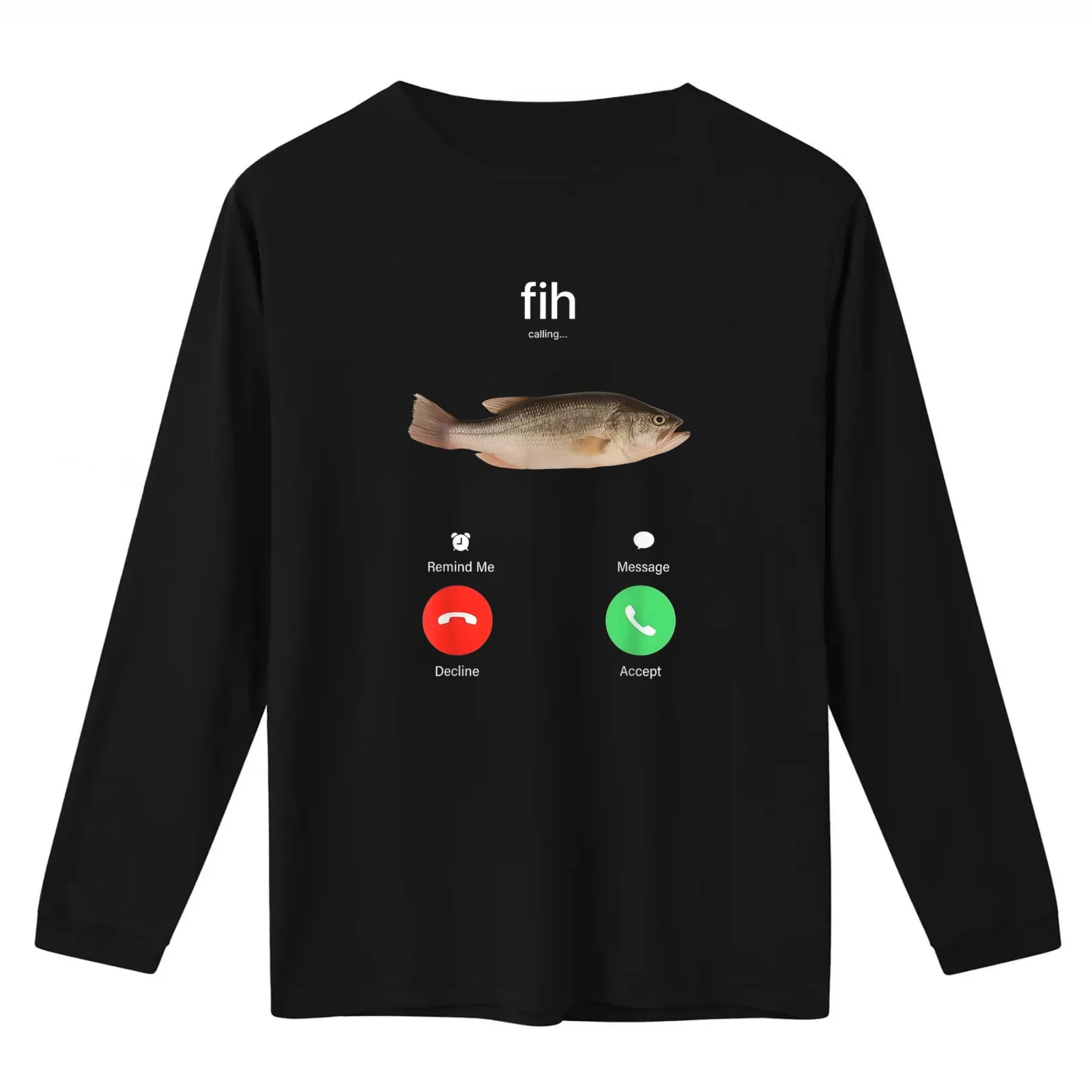 Fih Calling Remind me Message Decline Accept Phone Call Fish T-Shirt Summer Casual Cotton Tee Oversized Streetwear Tops