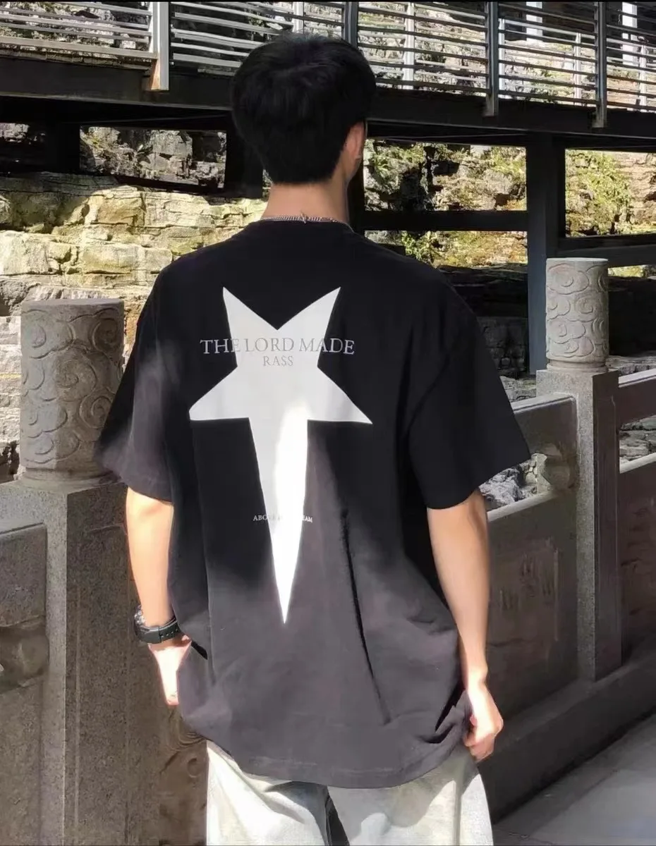 Star Front And Back Image Cotton Women's T-shirt Summer New Fashion Print Design, Casual Sports T-shirt