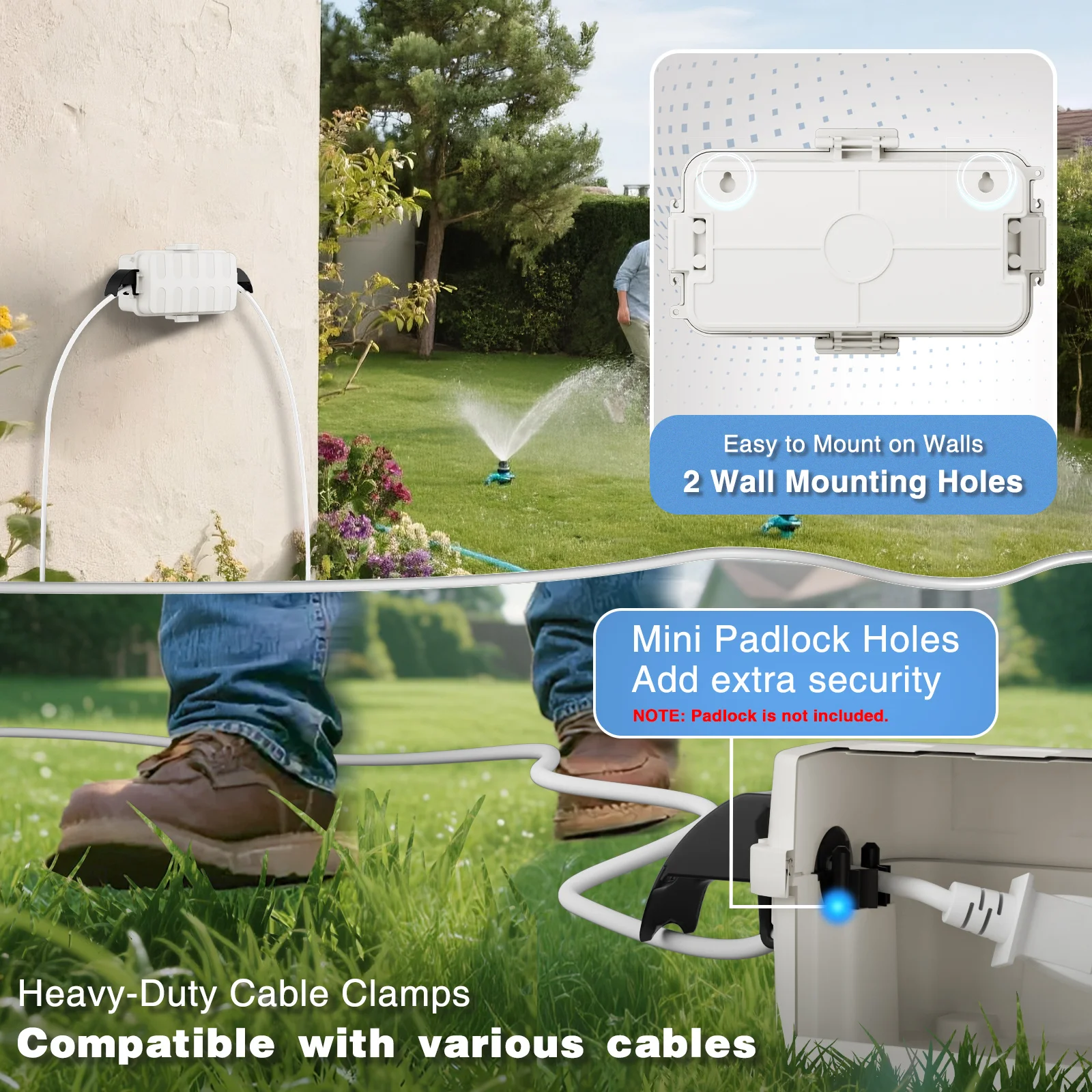 Outdoor IP55 Waterproof Electrical Box with Detachable Awning 8.3x4.1x3.7 Inch Weatherproof Extension Cord Cover for Durable Pro