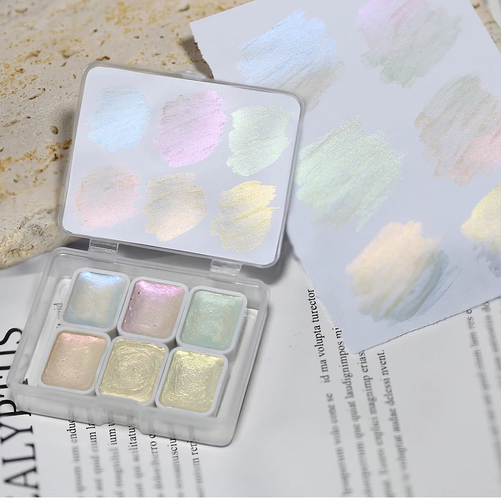 ชุดสีทาเล็บ 6 สี สำหรับทำเล็บสีน้ำ ผงกลิตเตอร์เมทัลลิกโครม พร้อมอุปกรณ์ตกแต่งเล็บลายดอกไม้