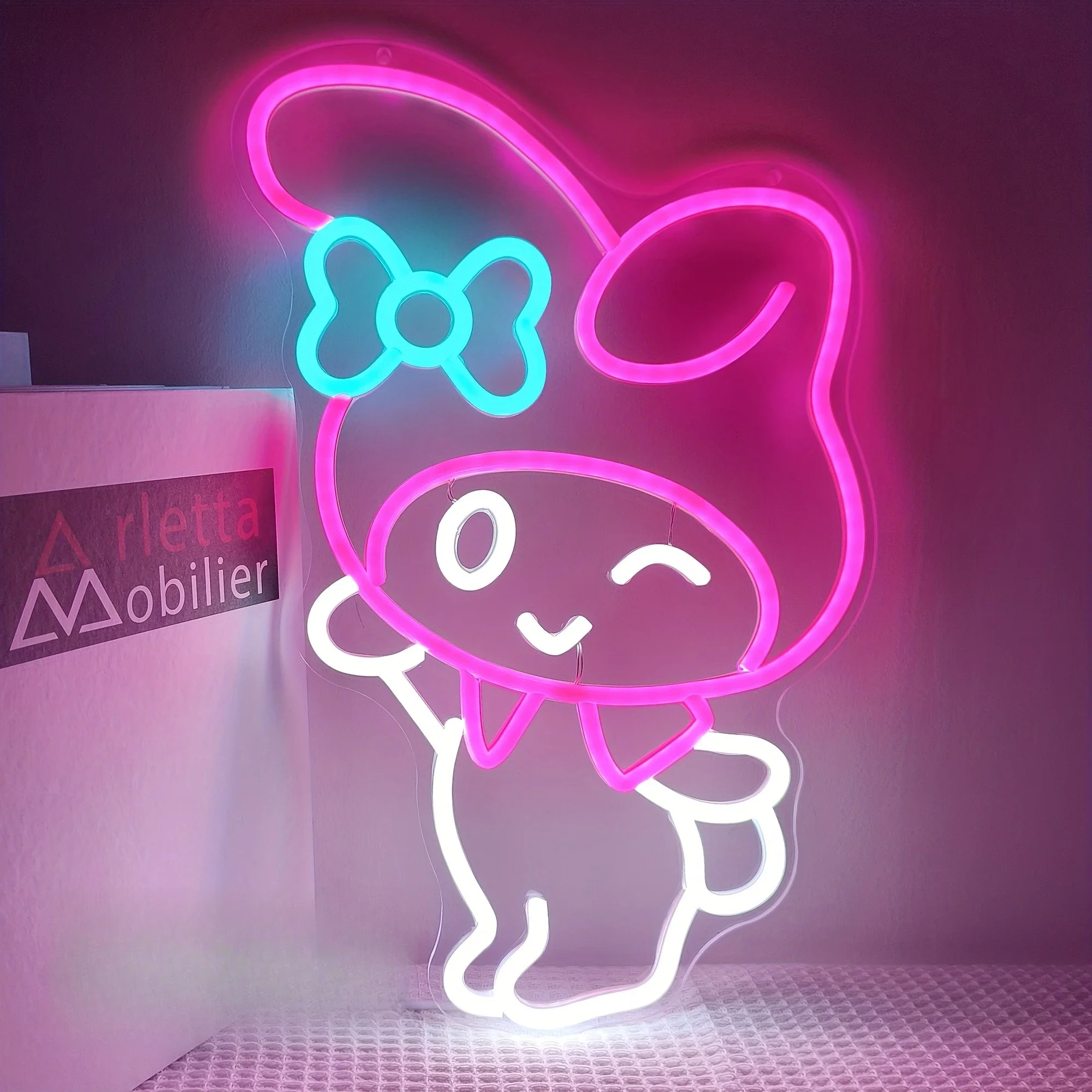 

Неоновая вывеска Sanrio My Melody, USB-светильник с регулируемой яркостью для спальни, игровой комнаты, декора на Рождество, день рождения, вечеринку, подарок для фанатов аниме