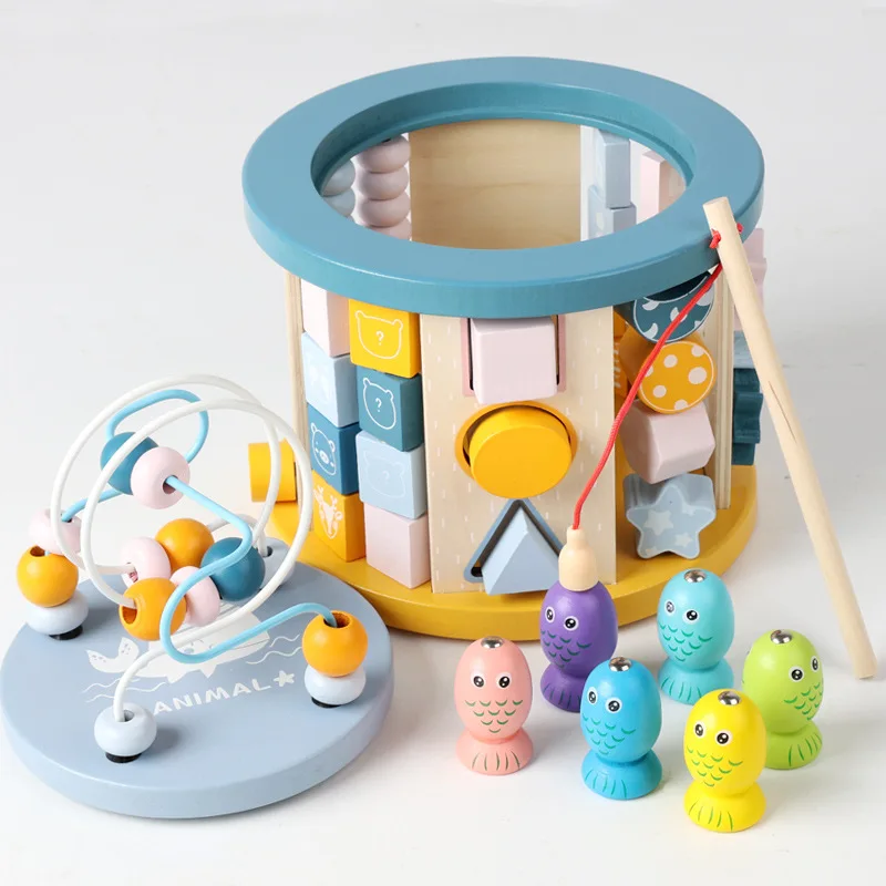 ไม้เด็กใหม่สิบเอ็ดในหนึ่งเดียวกล่องเก็บลูกปัดแปดด้านอเนกประสงค์สําหรับปริศนาและของเล่น