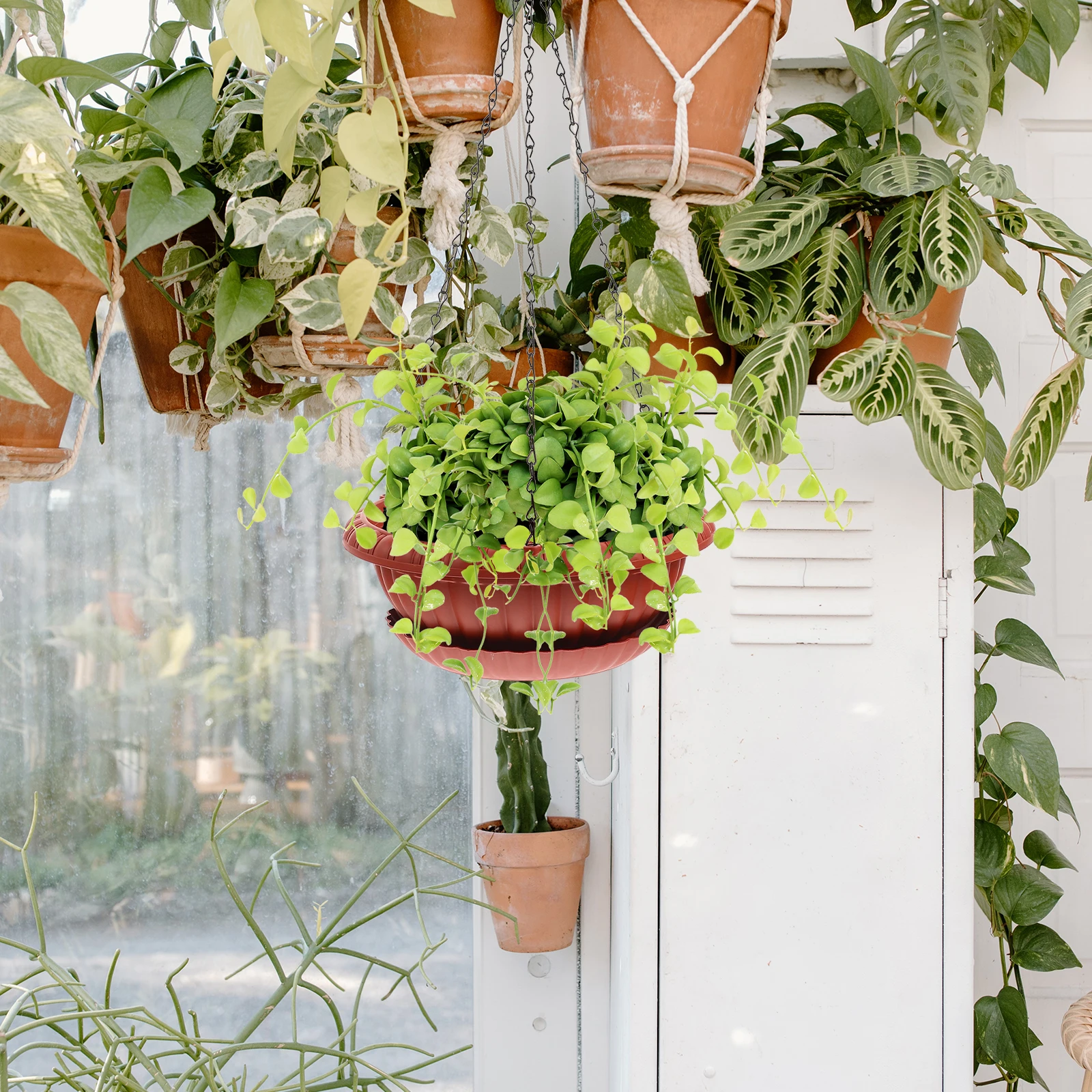 

3 Sets Stylish Hanging Flower Pot Set Indoor Outdoor Use Frost Crack Resistant Durable Plant Holders