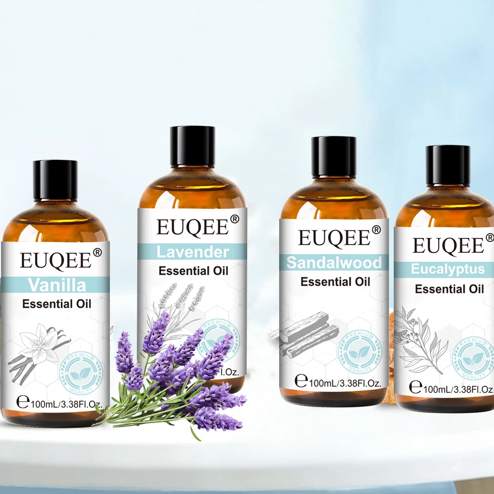 EUQEE 100ml/3.38Fl.Oz Premium Essential Oil For Soap & Candle Making Vanilla Lavender Eucalyptus Cinnamon Lemongrass Aromatherapy Essential Oils For Diffuser